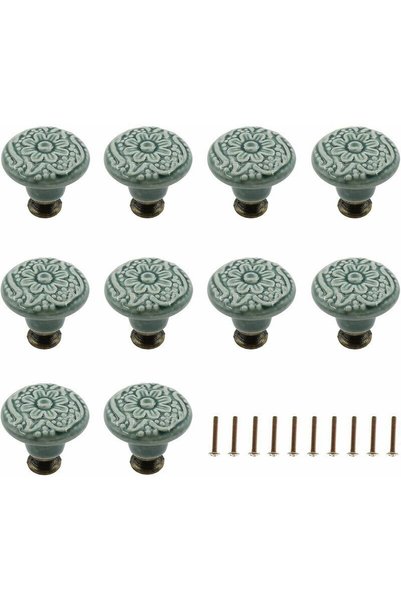Noonedibs Butoane decorative ceramice pentru sertare (verzi), pentru dulap, c...