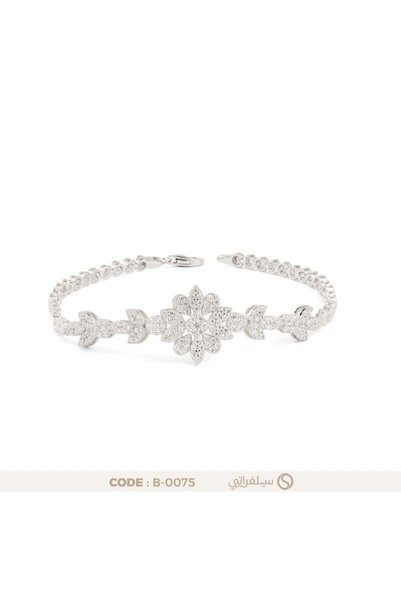 silveraty سوار زهرة الماركيز فضة عيار 925 مرصع بالزركون، مطلي روديوم