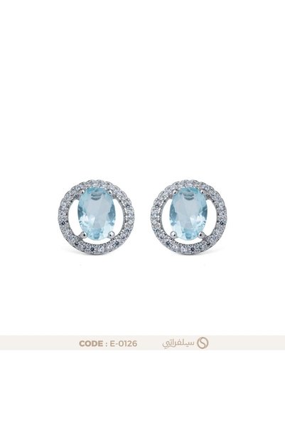 silveraty Aqua Marine Earring 925 Sterling Silver Rhodium Plated Jewelry Zirc...
