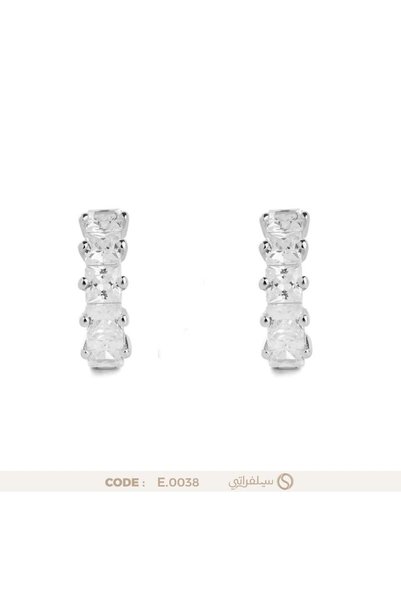 silveraty حلق هوجي هوب فضة عيار 925 مرصع بزركون، مطلي روديوم