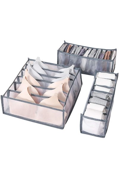 Noonedibs Organizator pentru sertare pentru lenjerie intimă, set de 3 cutii d...