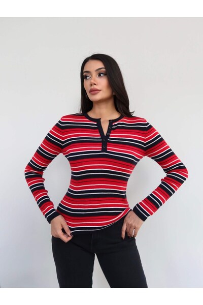 ESRAHELVACI Pulover tricotat colorat cu detalii cu nasturi