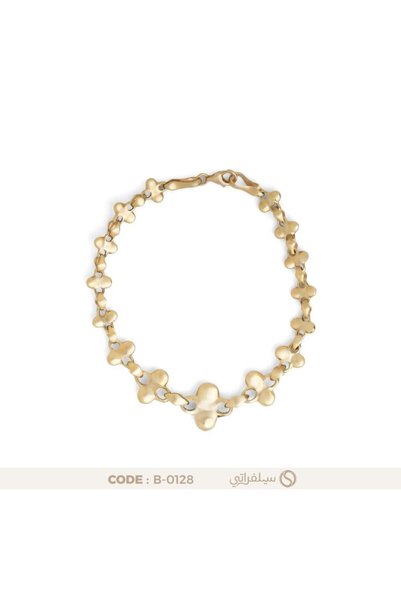 silveraty سوار فضة عيار 925 بنقشة البرسيم، مطلي بالروديوم وماء الذهب