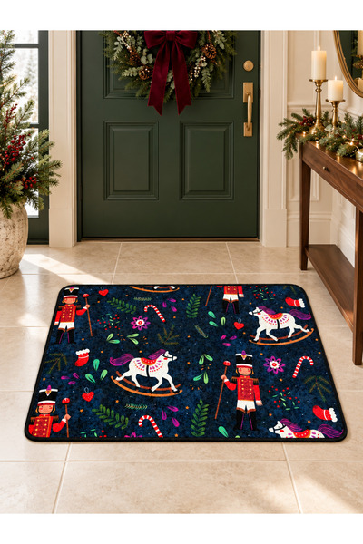 Brillant Kurşun Asker Detaylı Dekoratif Yılbaşı Paspas Ölçü 60x90
