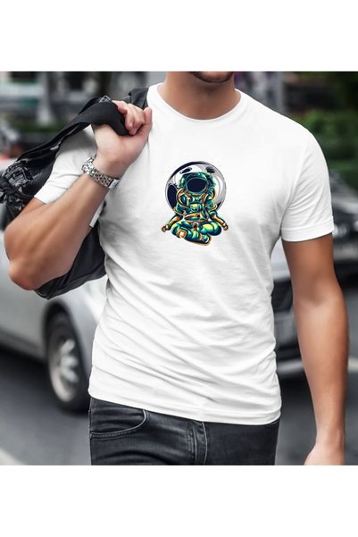Bk Gift Astronaut Design White T-Shirt-2