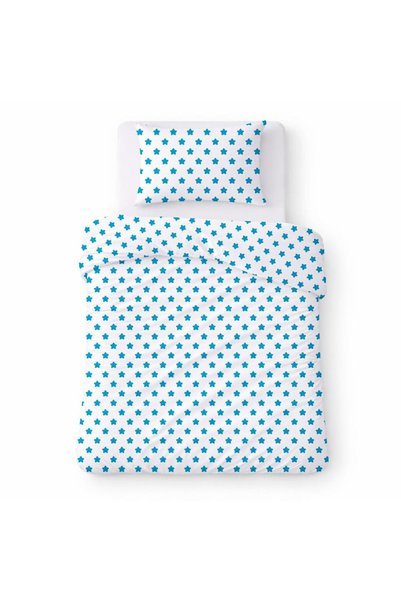 Karo Set lenjerie de pat, Cotton Home Kids, 2 piese, bumbac, alb cu stele alb...