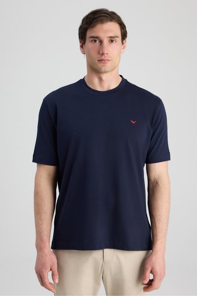 D'S Damat Μπλουζάκι Ds Damat Regular Fit σε σκούρο μπλε με κέντημα, 100% βαμβ...