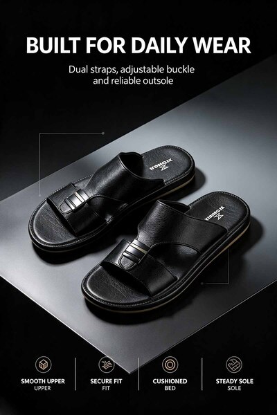Al Masheel Store Saudi Made Men's Leather Sandals Breathable Honeycomb Upper ...
