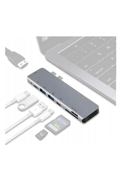Tradebit ADAPTOR HUB USB-C HDMI 4k Micro SD Power Delivery PD 87W