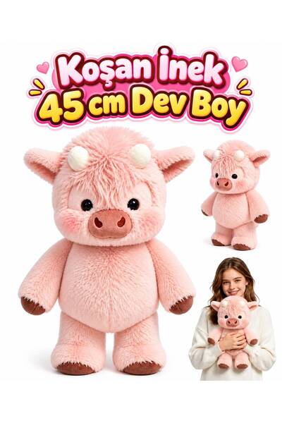 SHAMİRA Büyük dev boy 45 cm sevimli koşan inek corci kafasından tutup elde sa...