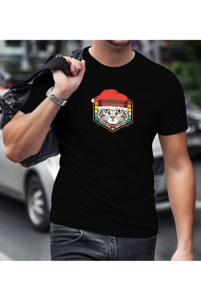 Bk Gift Cat Design Black T-Shirt-1