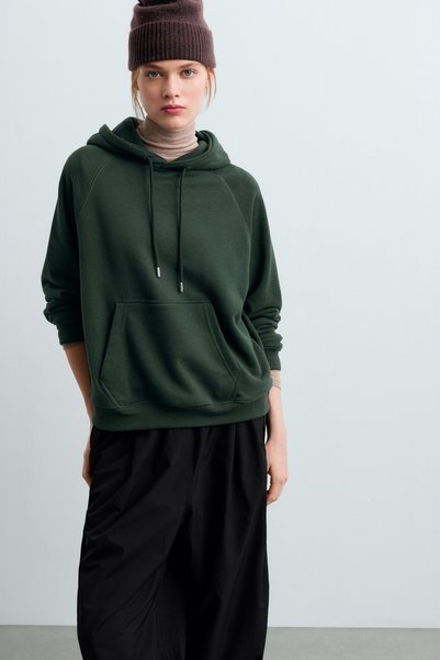Oysho Pamuk karışımlı pelüş kapüşonlu sweatshirt