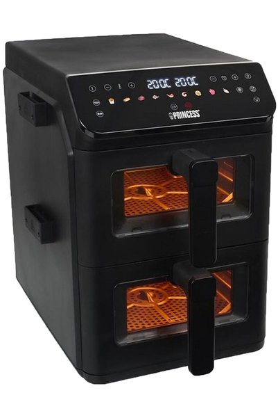 PRİNCESS Двоен фритюрник с горещ въздух, 5.6+5.6 л, 3000W, Черен
