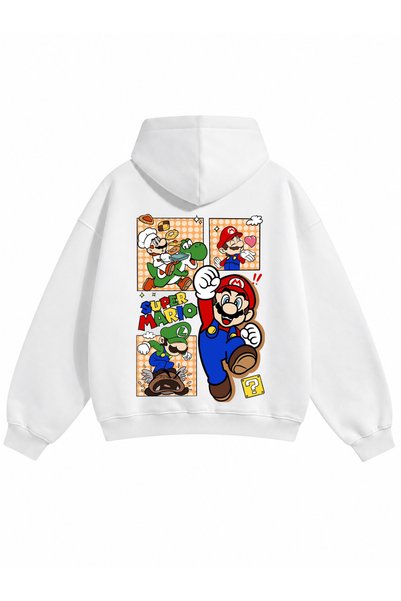 PANDORICA Premium 3 Thread Threaded Mario Vintage Gamer Unisex Cotton Sweatshirt