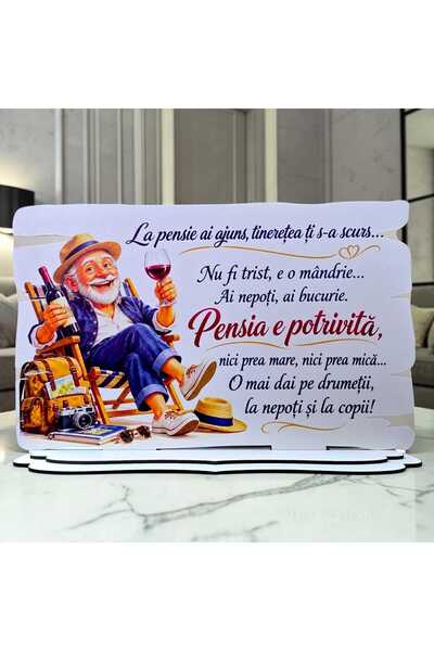 OEM Cadou pentru Pensionar – Plachetă „Pensia e Potrivită”, Bunic, 28x18 cm