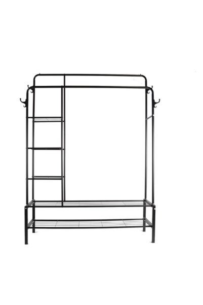 OEM Black metal coat rack with shelves, double clothes and shoe rack 160 x 16...