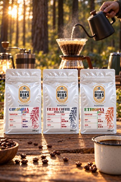 Buenos Dias Kahve Tadım Seti 2 | Colombia - Filtre - Ethiopia | 3 x 250 g | Ç...