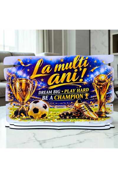 OEM Cadou pentru Băieți Pasionați de Fotbal – Plachetă „La Mulți Ani! Be a Ch...