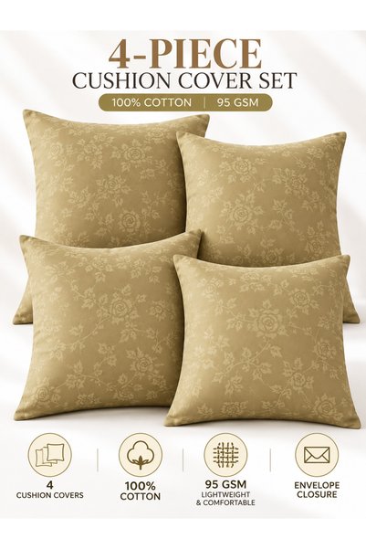 zeetwo Bedsheet Set, Beige Floral Pattern, 100% Cotton, 95 GSM