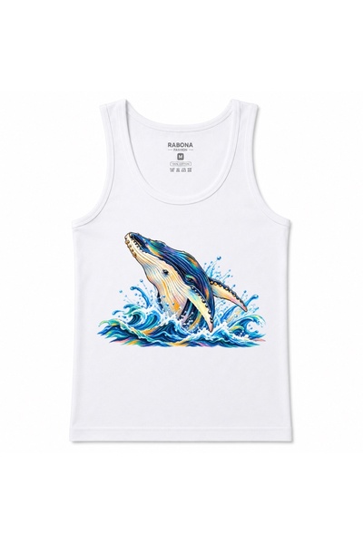 Rabona Fashion Vibrant Humpback Whale Breach Graphic Athletic Cotton Tank Top