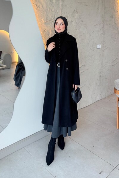 Hazamoda Duchess Kaşe Coat Black