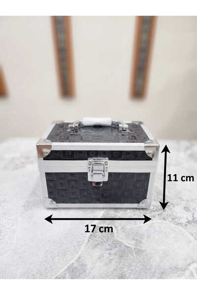 OUEEN ELİZABETH Aluminum Mini Size "Cryptographed" Makeup Bag Organizer