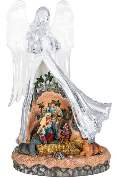 Herdekora Christmas Ornament Decorative Lighted Angel and Nativity Scene Nati...