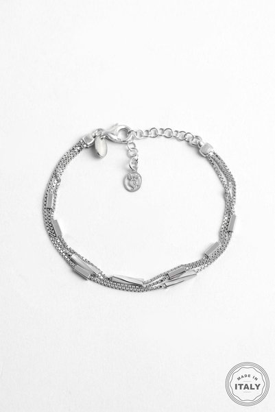 So CHIC... Isabella İtalyan 18 Ayar Beyaz Altın Kaplama 19 Cm Gümüş Bileklik