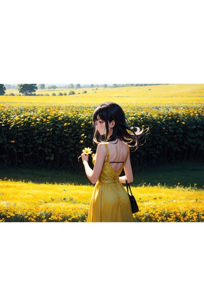 OEM Poster Fată Anime în Rochie Galbenă, 61x90 cm, poster9405