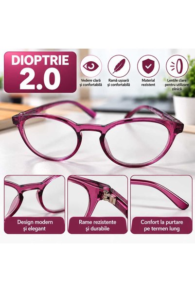 Generic Brand Ochelari de Citit cu Dioptrie +2.00