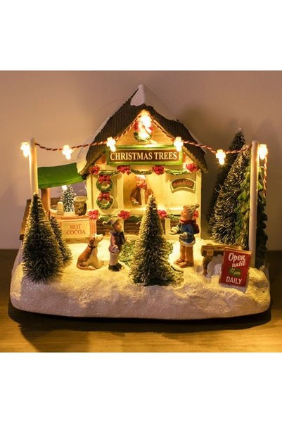 ELITECOMMERCEMARKET Scena de Craciun Magazin Brazi cu Figurine & Lumina 19x13...