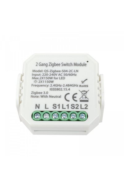 SmartWise Releu Smart Zigbee 230V cu 2 cai, compatibil atat cu eWeLink, cat s...