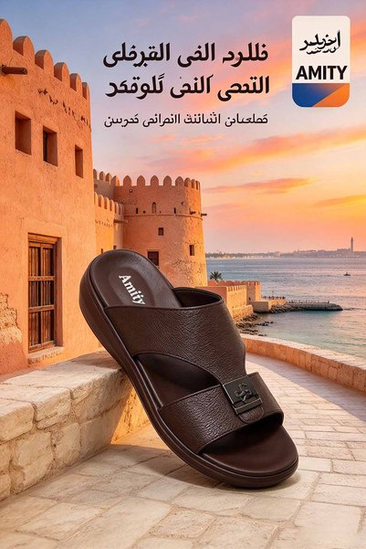 Amity Footwear KSA شباشب جلدية للرجال قابلة للتنفس مع أحزمة مثقبة ونعل داخلي ...