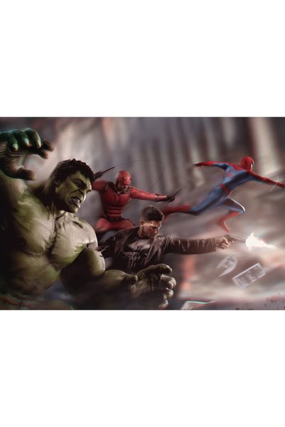 OEM Poster Scenă epică de luptă cu eroi Marvel, 61x90 cm, poster11027