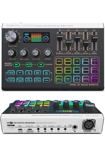 PopZa X9 Digital Live Sound Card Audio Interface Mixer for Podcast Recording ...