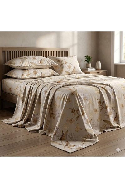 Generic 3 Pieces Flat Bedsheet Set with Floral Pattern King Size Bed Pillow C...