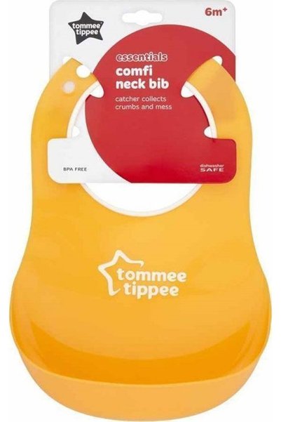tommee tippee Αδιάβροχη Σαλιάρα Σιλικόνης με Κουμπί Comfi Πορτοκαλί για 6 μην...