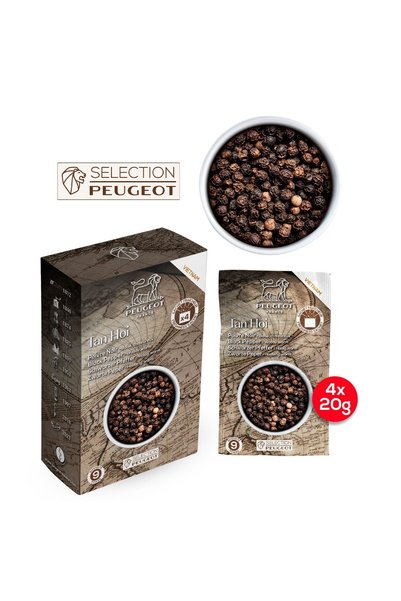 Peugeot Set of 4 sachets of Tan Hoi black pepper, 4x20g, "Spices" -