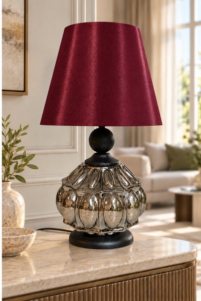 Taşcan Aydınlatma Bensu Siyah Füme Abajur Bordo Şapka Pinterest Model Dekorat...
