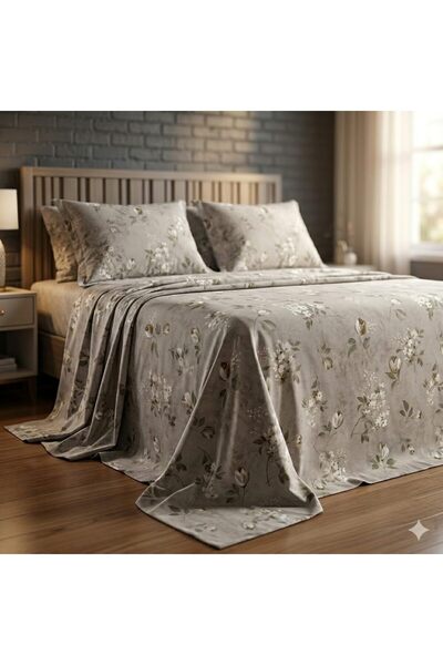 Generic 3 Pieces Flat Bedsheet Set with Floral Pattern King Size Bed Pillow C...
