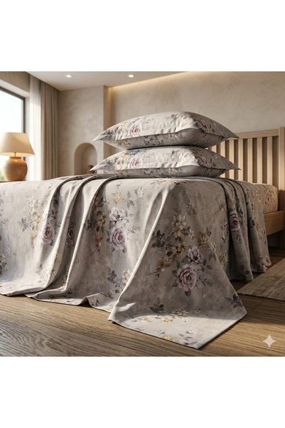 Generic 3 Pieces Flat Bedsheet Set with Floral Pattern King Size Bed Pillow C...