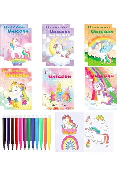 NALACAL 24 PCS Mini Coloring Books Bulk with Pens - Pink Unicorn & Pony Theme...