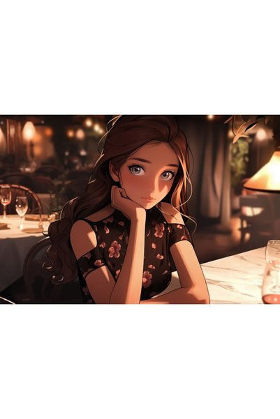 OEM Poster Fată Anime în Restaurant, 61x90 cm, poster10221