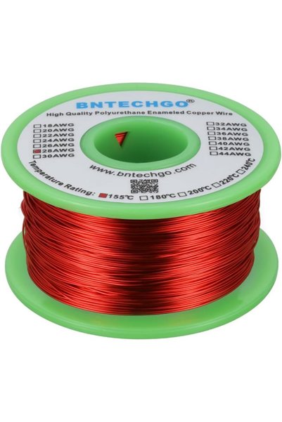 Generic سلك مغناطيسي 28 AWG، سلك نحاسي أحمر مطلي بالمينا 8 أونصة، 0.0122 بوصة...