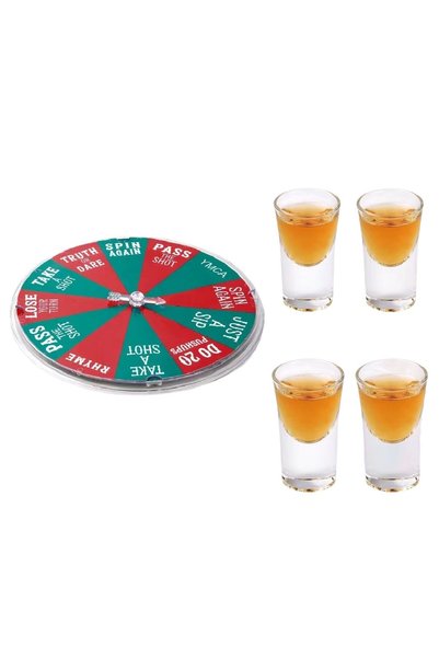 OEM Joc de Baut , Ruleta Norocoasa, cu 4 Pahare de Shot, +18 Ani, Rosu/Verde
