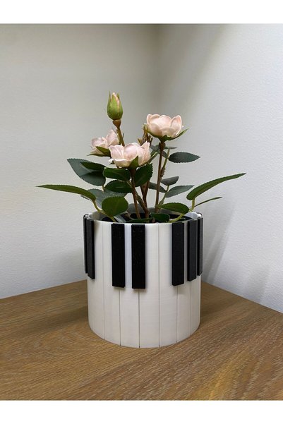 Bezos 3D-Printed Piano Key-Design Pencil Holder and Mini Plant Pot Desktop Or...