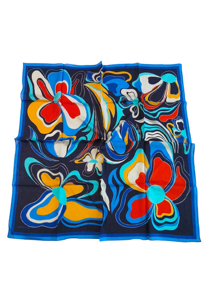 Emproyal Printed Velune Scarf 9011 023 Navy Blue Abstract Pattern