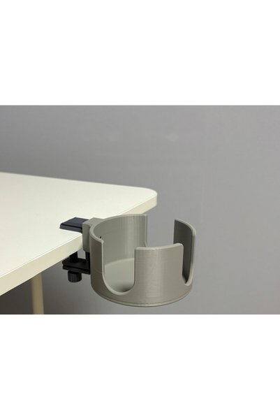 Bezos 3D-Printed Clamp-On Cup Holder, Mug and Bottle Stand—Desktop Accessory