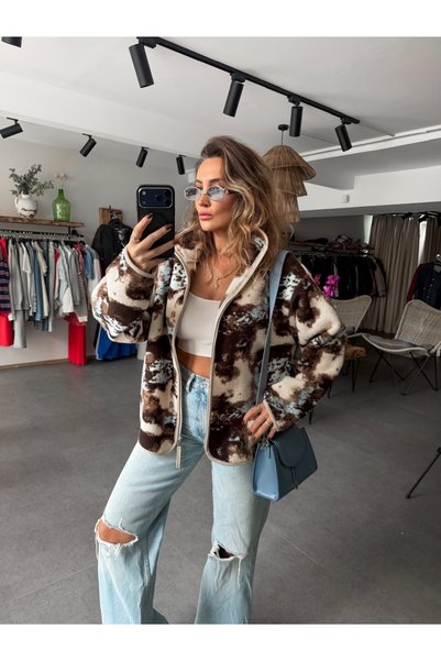 Zerrincan Giyim Mavi Animal Desen Teddy Mont