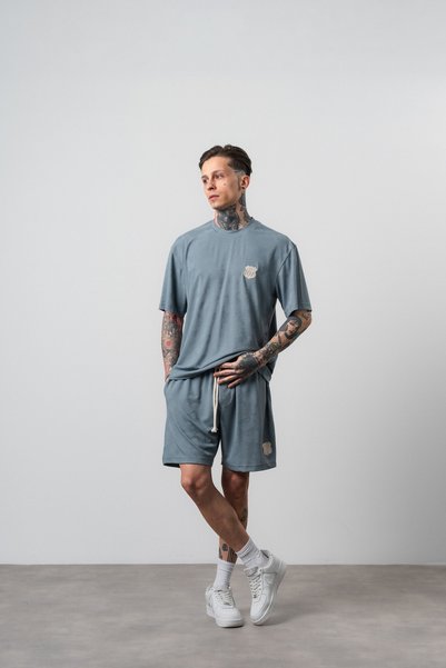 Respire Compleu Bărbați Set 2 Piese Tricou și Pantaloni Scurți Textură Jacqua...
